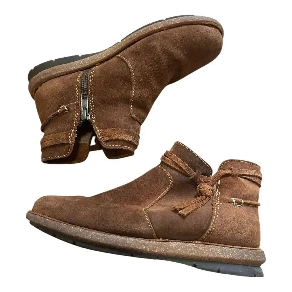 Born Boots | Womens Tarkiln Ankle Booties Brown Leather Side Zip BR0017406 | 7